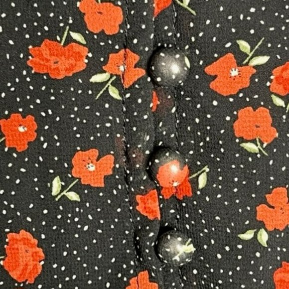 Missguided Dotted Floral Mini Tea Dress - Black/Red - 8 - Picture 10 of 12
